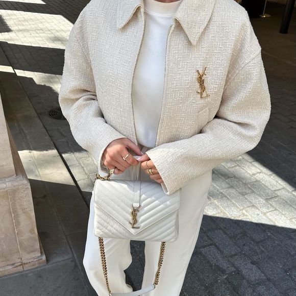 Zara Ecru Textured Weave Bomber Jacket - Picture 8 of 17